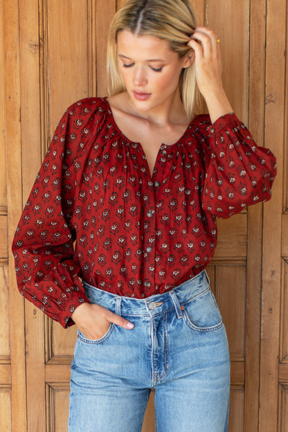 Frances Blouse - Lantern Flower Rouge