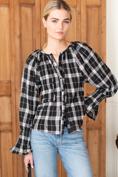 Belle Blouse - Sylvian Plaid Dark