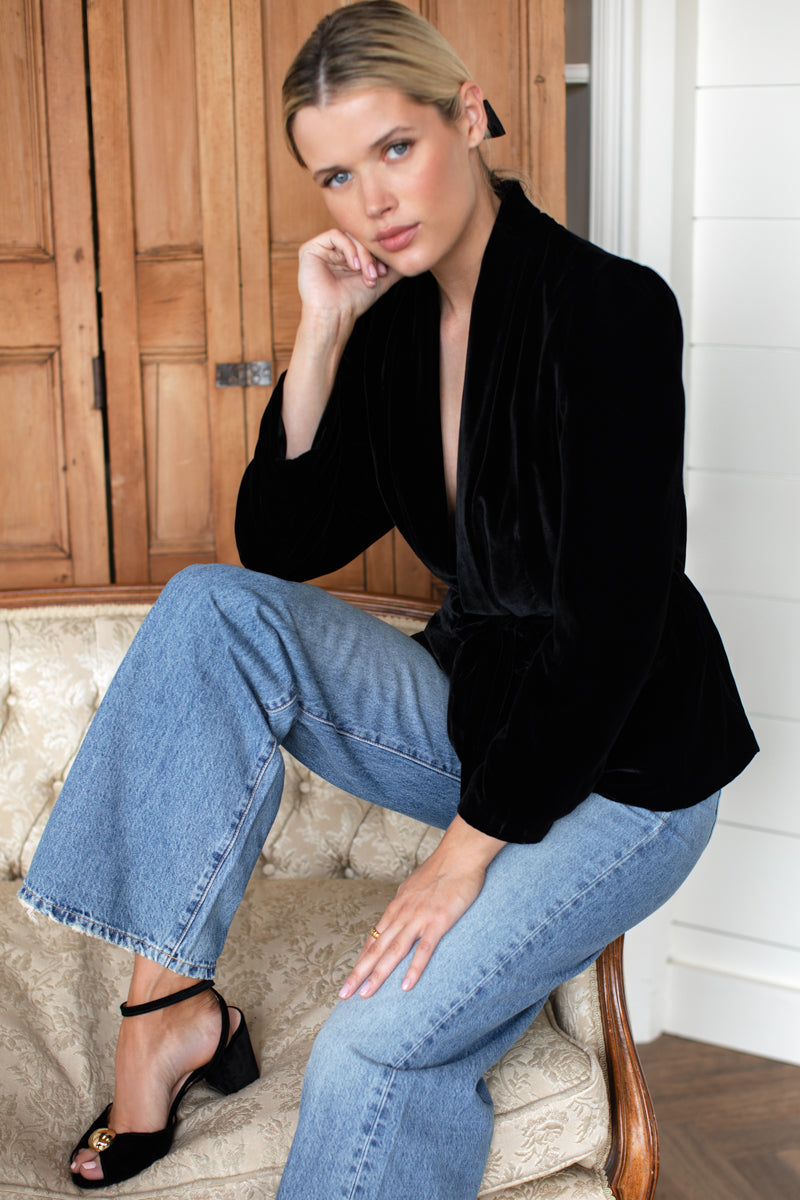 Paris Jacket - Black Silk Velvet