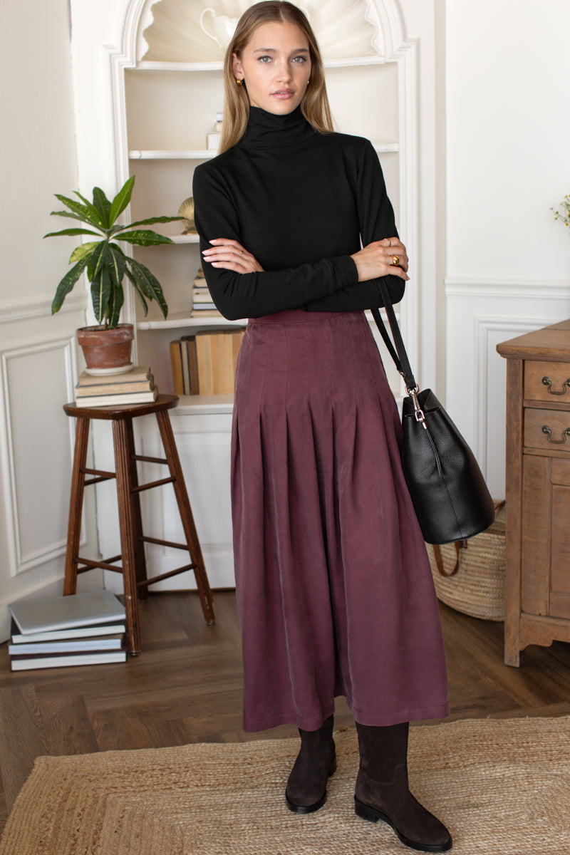 Atelier Pleated Maxi Skirt - Bitter Chocolate