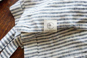 Linen Daily Apron - Thin Black Stripes
