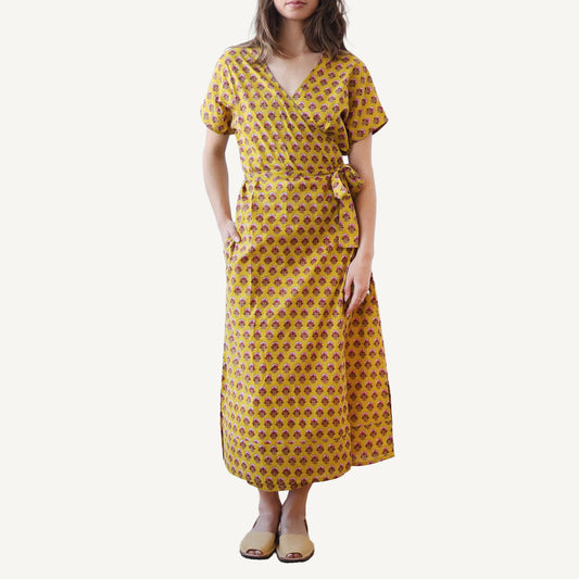 CA Wrap Dress - Chartreuse