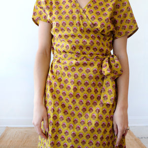 CA Wrap Dress - Chartreuse