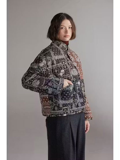 Patched Quilt Jacket - Brown/Black