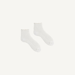 Tipped Rib Wool Cashmere Shortie Socks - White