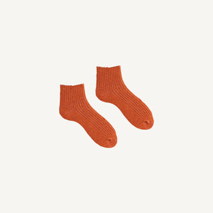 Tipped Rib Wool Cashmere Shortie Socks - Pumpkin