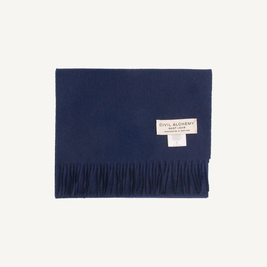 Classic Plain Brushed Scarf - Navy